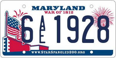 MD license plate 6AE1928