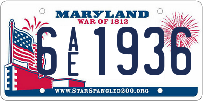 MD license plate 6AE1936