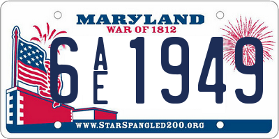 MD license plate 6AE1949