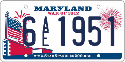 MD license plate 6AE1951