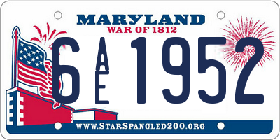 MD license plate 6AE1952
