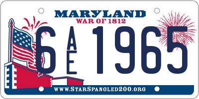 MD license plate 6AE1965