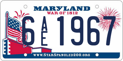 MD license plate 6AE1967
