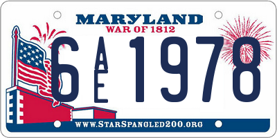 MD license plate 6AE1978