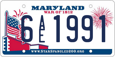 MD license plate 6AE1991