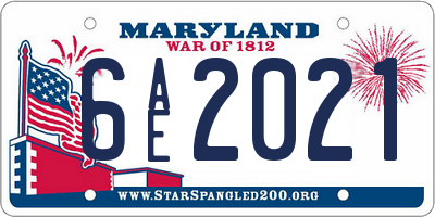 MD license plate 6AE2021