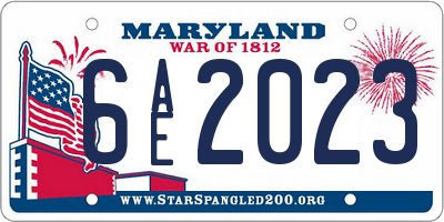 MD license plate 6AE2023