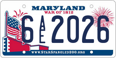 MD license plate 6AE2026