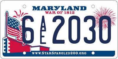 MD license plate 6AE2030