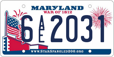 MD license plate 6AE2031