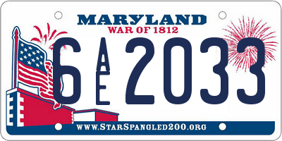 MD license plate 6AE2033
