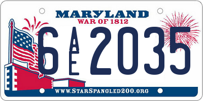 MD license plate 6AE2035