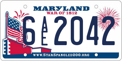 MD license plate 6AE2042