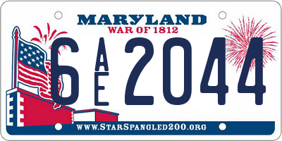 MD license plate 6AE2044