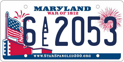 MD license plate 6AE2053
