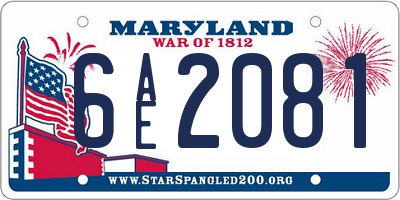 MD license plate 6AE2081
