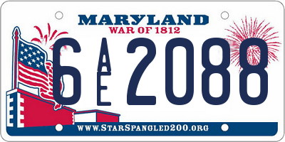 MD license plate 6AE2088