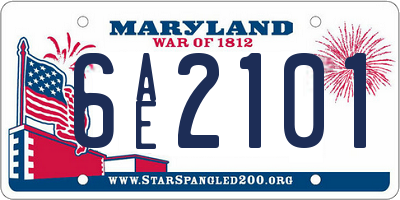 MD license plate 6AE2101