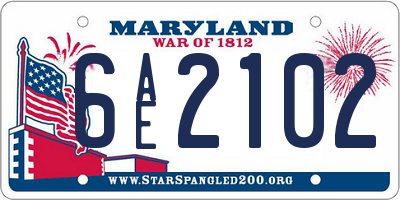 MD license plate 6AE2102