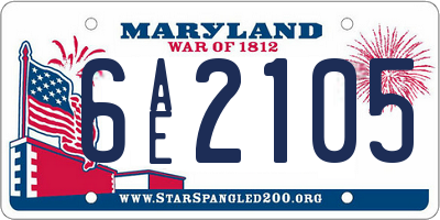 MD license plate 6AE2105