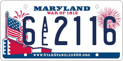 MD license plate 6AE2116
