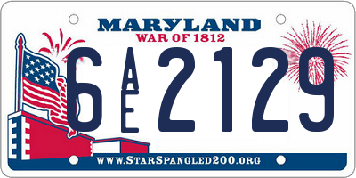 MD license plate 6AE2129