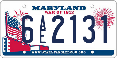 MD license plate 6AE2131