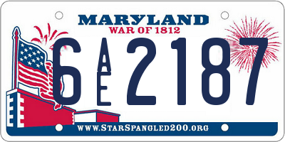 MD license plate 6AE2187