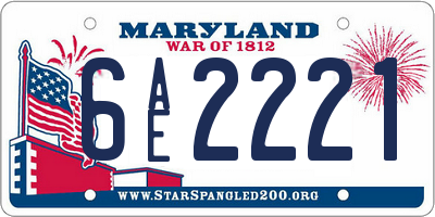 MD license plate 6AE2221