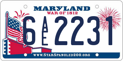 MD license plate 6AE2231