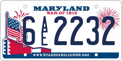 MD license plate 6AE2232
