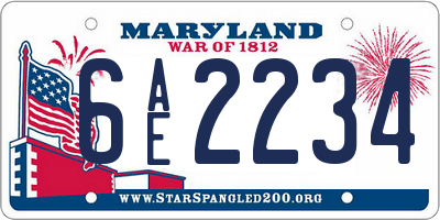 MD license plate 6AE2234