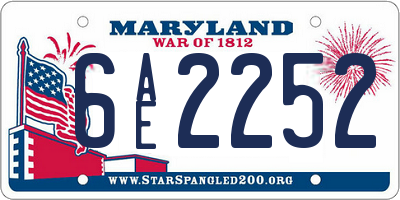MD license plate 6AE2252