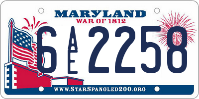 MD license plate 6AE2258