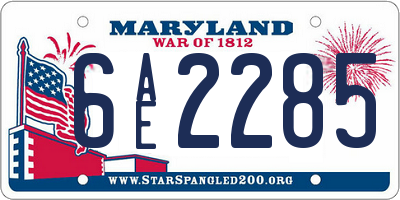 MD license plate 6AE2285