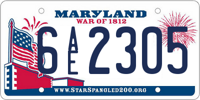 MD license plate 6AE2305