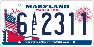 MD license plate 6AE2311
