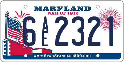 MD license plate 6AE2321