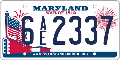 MD license plate 6AE2337