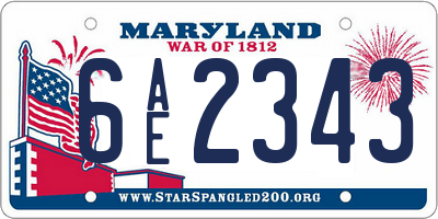 MD license plate 6AE2343