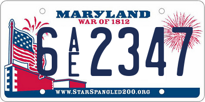 MD license plate 6AE2347
