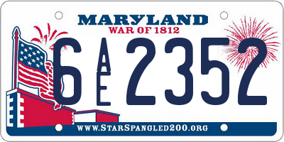 MD license plate 6AE2352