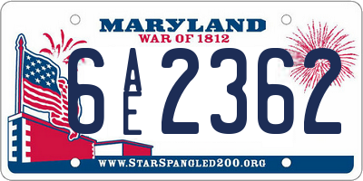 MD license plate 6AE2362