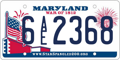 MD license plate 6AE2368