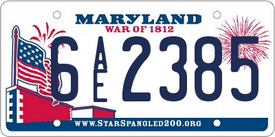MD license plate 6AE2385