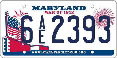 MD license plate 6AE2393