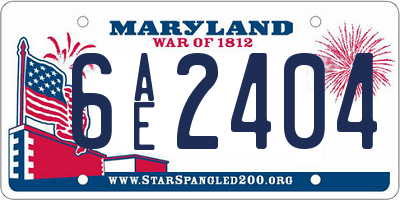 MD license plate 6AE2404