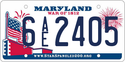 MD license plate 6AE2405