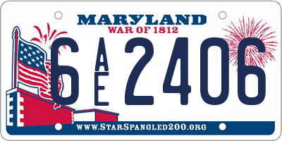 MD license plate 6AE2406