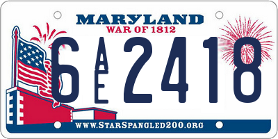 MD license plate 6AE2418